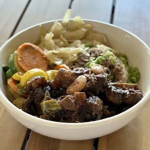 Ox Tail Bowl with cabbage, zucchini and coconut rice