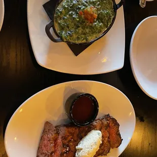 Creamed Spinach and New York Ny Strip