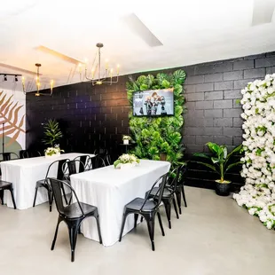 Main Space Boutique Venue with our floral wall rental