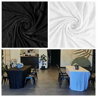 Linen options at Locale Studios, a private event venue in Old Town Newhall on Main Street
