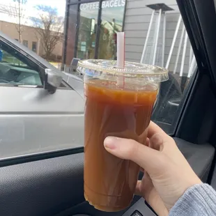 Vanilla iced coffee with oat milk