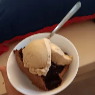 Our chocolate cake, we added the coffee ice cream at home!