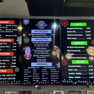 Menu as of March 2024