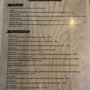 Updated menu as of 8/1/23