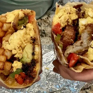Rise and grind on the left. Localz with bacon on the right. Well constructed. Super tasty.
