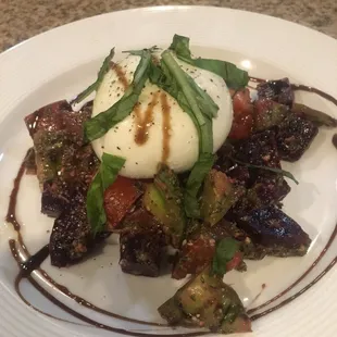 Burrata with golden and red beets