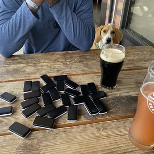 Nitro stout, split wheat--dog friendly inside and out! (We brought our own games)