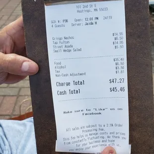 The bill, with 1 beer on it!!!