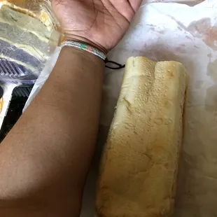 Half of this steak sub is as big as my forearm!