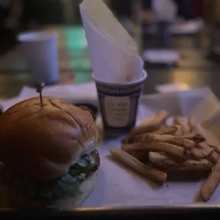 Burger and fries