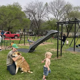 4 swings and green space