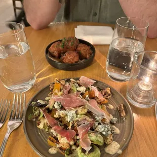 Sweet potato fritters Roasted Brussels sprouts