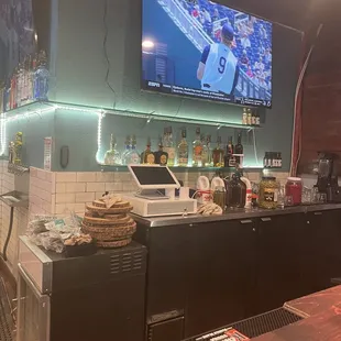 Watching baseball at the bar!