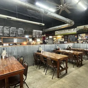 Menu board and service line.
