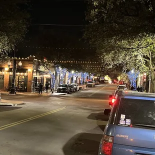 a city street at night