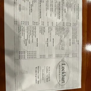 menu