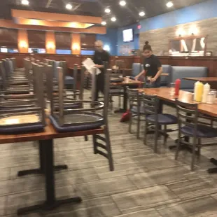 They start closing up shop at 8:30 when they close at 9. The stench of cleaning chemicals was overwhelming .