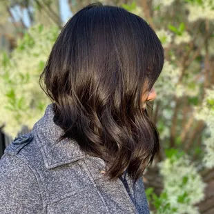 side profile of my lob that my stylist curled