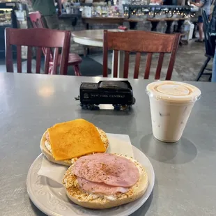 pizza bagel + iced chai