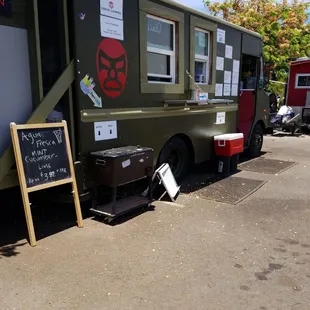 a food truck parked in a parking lot