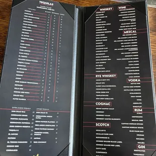 Drink menu