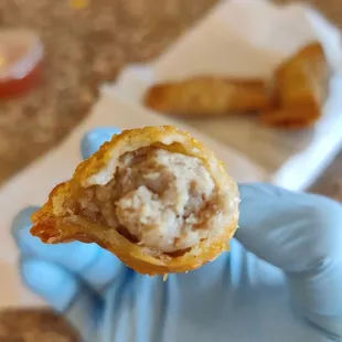 Inside of the Gau Gee (Pork-filled dumpling)