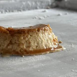 a piece of flan pudding