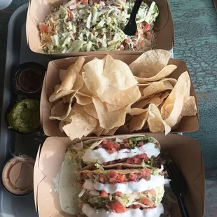 Chicken bowl and 3 chicken tacos