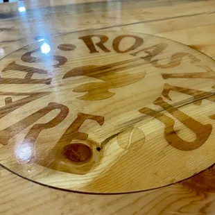 Store sign on each table