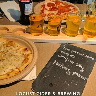 Roasted Garlic Cheese Bread Cider flight