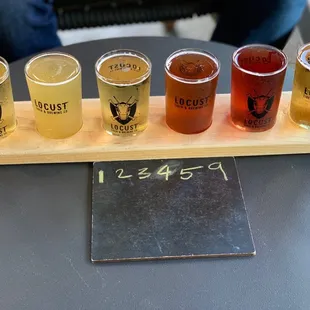 Flight of cider. The honey pear is great!!