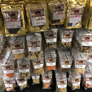 a large display of spices