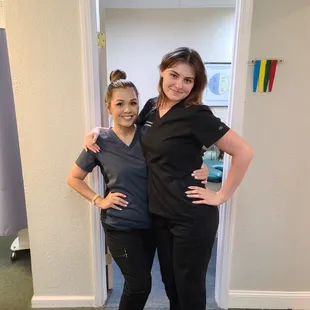 Loree and Olivia always arrive to work with a smile.