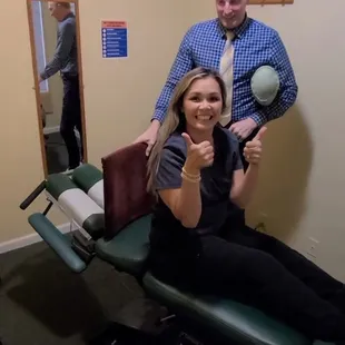 Loree gives her adjustment Two thumbs up!!