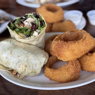 Chicken wrap sub onion rings