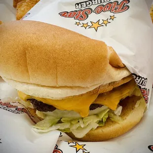 a cheeseburger and fries