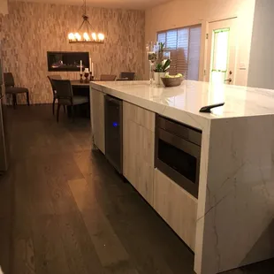 a large kitchen island