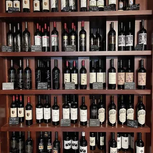 a display of wine bottles