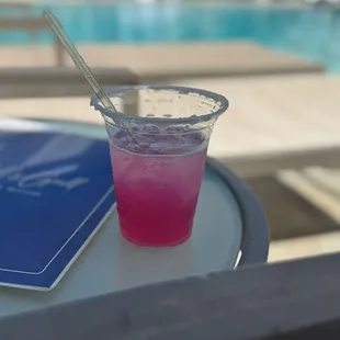 a pool side, prickly pear margarita