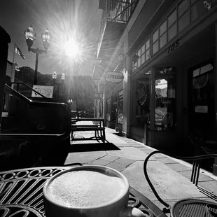 a cup of coffee on a table