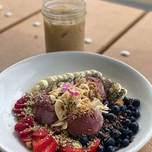 a bowl of fruit and granola