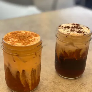 two glasses of iced coffee