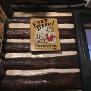 a free beer sign