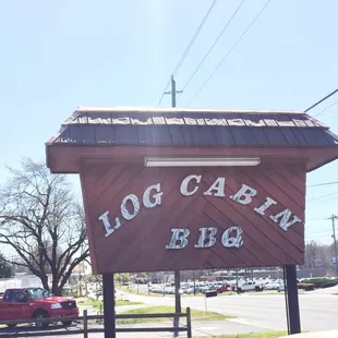 Outside Signage (Log Cabin BBQ: Albemarle, NC)