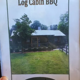 Front of Menu (Log Cabin BBQ: Albemarle, NC)