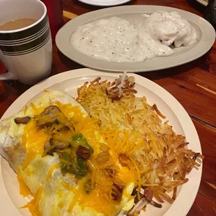 Meat+veggie omelette