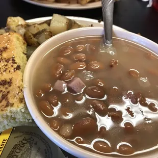 Thursday special - bean &amp; ham, fried potatoes, corn bread