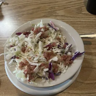 A huge bowl of hot coleslaw