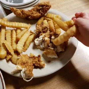 Kids meal. Chicken fingers a d fries.