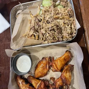 Pulled pork and wings